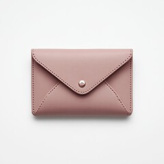 Light rose-pink leather envelope wallet