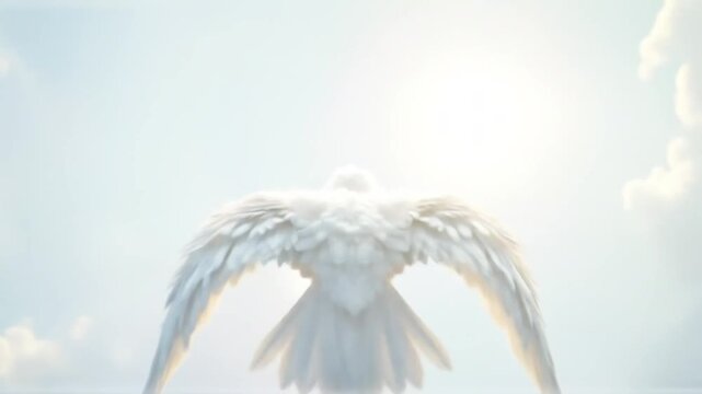 white dove soaring bright heavenly sky