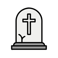 Obraz premium Tombstone icon with cross on white background