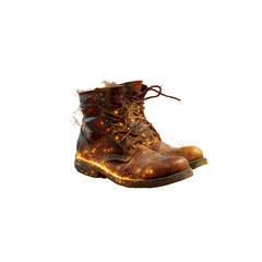 Obraz premium Enchanted Leather Boots Glowing with Magic and Adventure