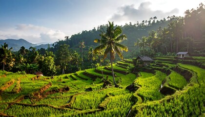 Lush green rice terraces
