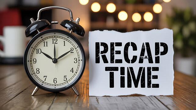 Black alarm clock with recap time note paper