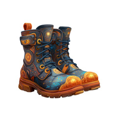 Celestial Boots Cosmic Galaxy Design on Sturdy Boots