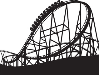 Roller Coaster Silhouette - Black and White Amusement Ride Illustration
