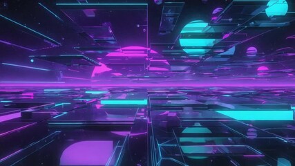 Futuristic neon cityscape with glowing platforms and vibrant digital world visuals - Powered by Adobe