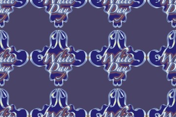 White Day Seamless Pattern with Elegant Ribbons and Polka Dots