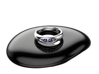 Elegant silver ring with blue gemstones isolated on a transparent background jewelry sapphire