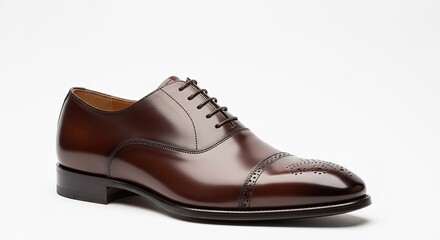 Fototapeta premium Elegant Brown Leather Oxford Brogue Dress Shoe
