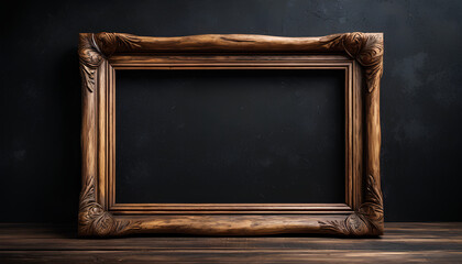 A vintage canvas: an empty frame with a weathered wood texture for a rustic feel.