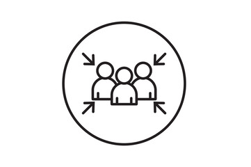 Assembly point icon concept outline symbol .evacuation assembly point sign. Assembly point icon. Safety Signs. Evacuation Plan
