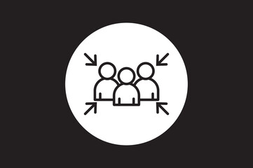 Assembly point icon concept outline symbol .evacuation assembly point sign. Assembly point icon. Safety Signs. Evacuation Plan
