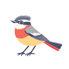 Obraz premium Stylized bird with red chest gray head and yellow belly standing