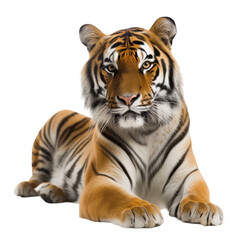 Fototapeta premium Tiger lying down on a black background