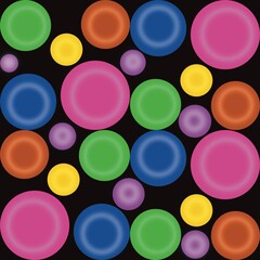 Colorful circles, circles, used to create backgrounds, patterns printed in the image, patterns on the surface of the products, multiple colors, used to create backgrounds, prints, patterns.
