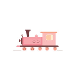 Stylized Pink Train Engine with Brown Accents and Circular Windows