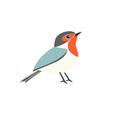 Stylized Robin with Gray Cap Orange Breast and Light Blue Wing
