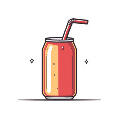 Stylized Soda Can with Straw Featuring Unique Color Gradient and Bubbles