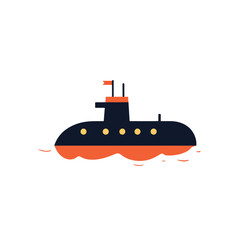 Obraz premium Stylized Submarine Illustration with Orange Wake and Flag
