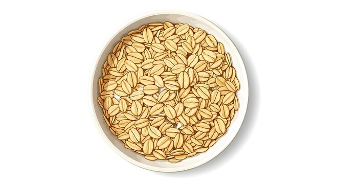 Illustration showcasing a bowl of oat flakes, perfect for breakfast concepts and healthy eating