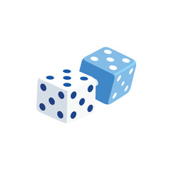 Two Isometric Dice One White with Blue Dots One Light Blue with White Dots