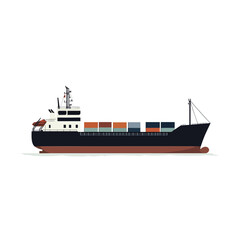Vector Illustration of a Cargo Ship with Colorful Containers and Detailed Structure