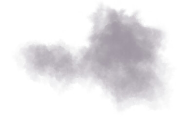 Soft gray smoke cloud isolated on white background. Realistic misty vapor texture for design, overlay, or atmospheric effect. Perfect for fog, haze, and weather illustration projects.