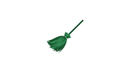 Green Broom Icon for Janitorial Services, Facility Management, Cleaning - Related Design