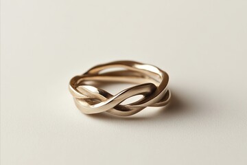Naklejka premium Intricate Gold Ring with Intertwined Design on a White Backgroun