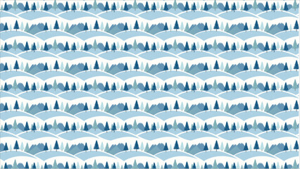 Obraz premium A tranquil and frosty winter landscape illustration, depicting a forest of fir trees laden with snow, a perfect idyllic Christmas or holiday season background.