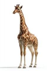 Fototapeta premium Detailed Giraffe Portrait Against White Background