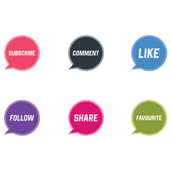 Social Media Speech Bubble Label Vector Set for Likes, Comments, and Follows