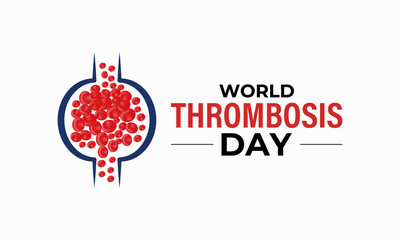 World Thrombosis Day 13 October poster design template. A concept for healthcare and medicine.
 Deep vein thrombosis is a condition where a blood clot forms in a deep vein, usually in the leg.