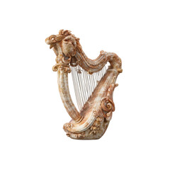 Ornate Carved Onyx Harp Sculpture - Elegant Musical Instrument Decor