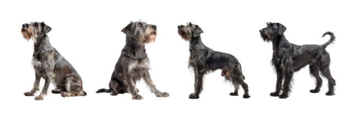 Irish Wolfhound Dog Set Isolated on Transparent Background. PNG.