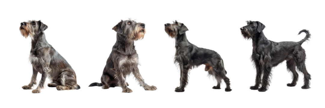 Irish Wolfhound Dog Set Isolated on Transparent Background. PNG.