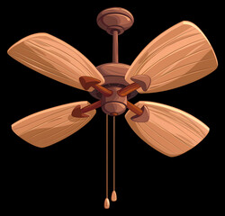 vector illustration of a fan, vector of cealing fan in a black baground 