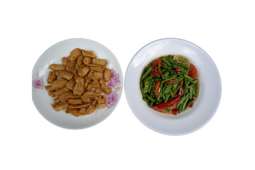 Plates of Tasty Cooked Vegetables and Crispy Fried Snacks on Display