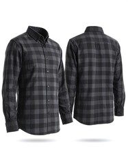 Men's Dark Gray Plaid Button-Down Shirt