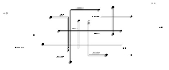 Modern white and black abstract background with Connected lines and dots.