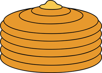 stack of pancakes with each layer showing a different topping on transparent background