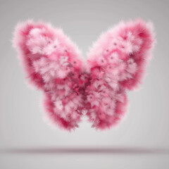 Vector illustration of a pink heart made from fur, isolated on a grey background