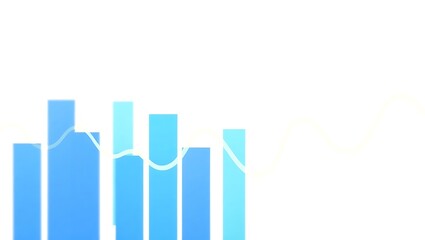 Blue Bar Graph with a Faint White Line on a White Background
