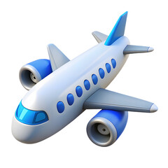 Obraz premium 3d icon of cartoon airplane isolated on transparent background