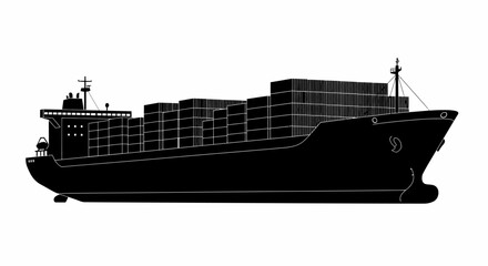 Vector Graphic of a Commercial Freight Ship