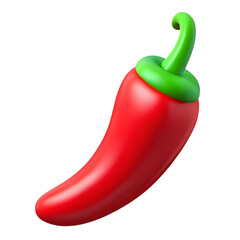 3d icon of red chili pepper isolated on transparent background