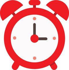 red alarm clock with twin bells on transparent background