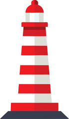 red and white striped lighthouse illustration on transparent background