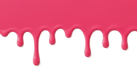 Vibrant, glossy hot pink liquid dripping down against a clean white background, with a thick texture.

