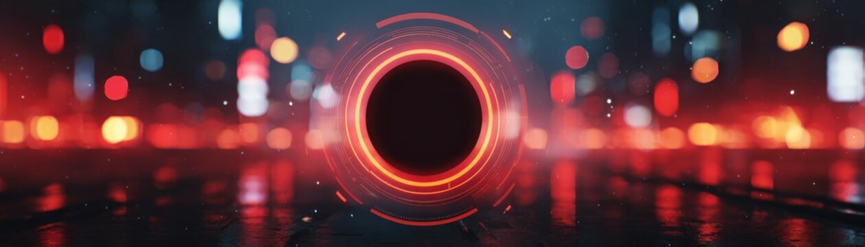 Vivid Luminous Passage an Enigmatic Crimson Tunnel of Light and Shadow Gradually Imploding into an Expansive Ominous Central Abyss.