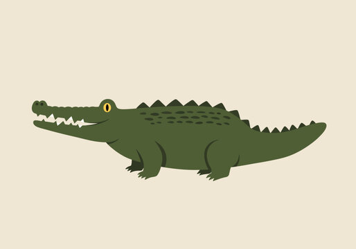 Cartoon Alligator with Yellow Eyes and Sharp Teeth Illustration